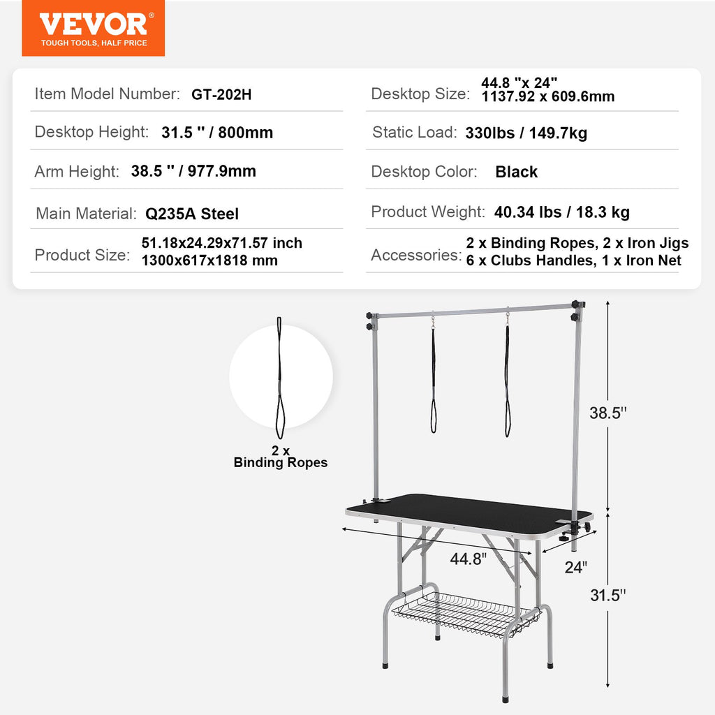 Augintinių priežiūros stalas VEVOR GT-202H, 149,7 kg apkrova