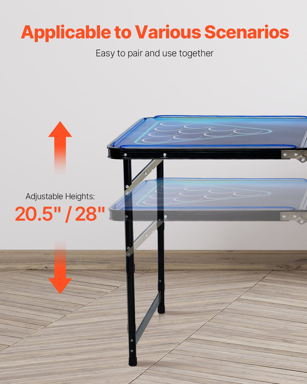 Alaus pingo stalas VEVOR BP-01-LED, 2,4 m ilgio su LED apšvietimu