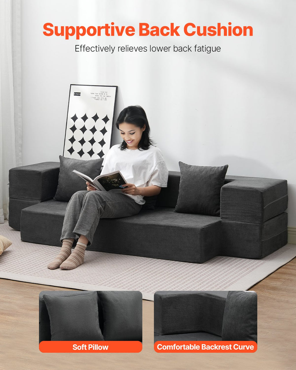 Sulankstoma sofa-lova VEVOR ZDSFD-5, 103 cm pločio