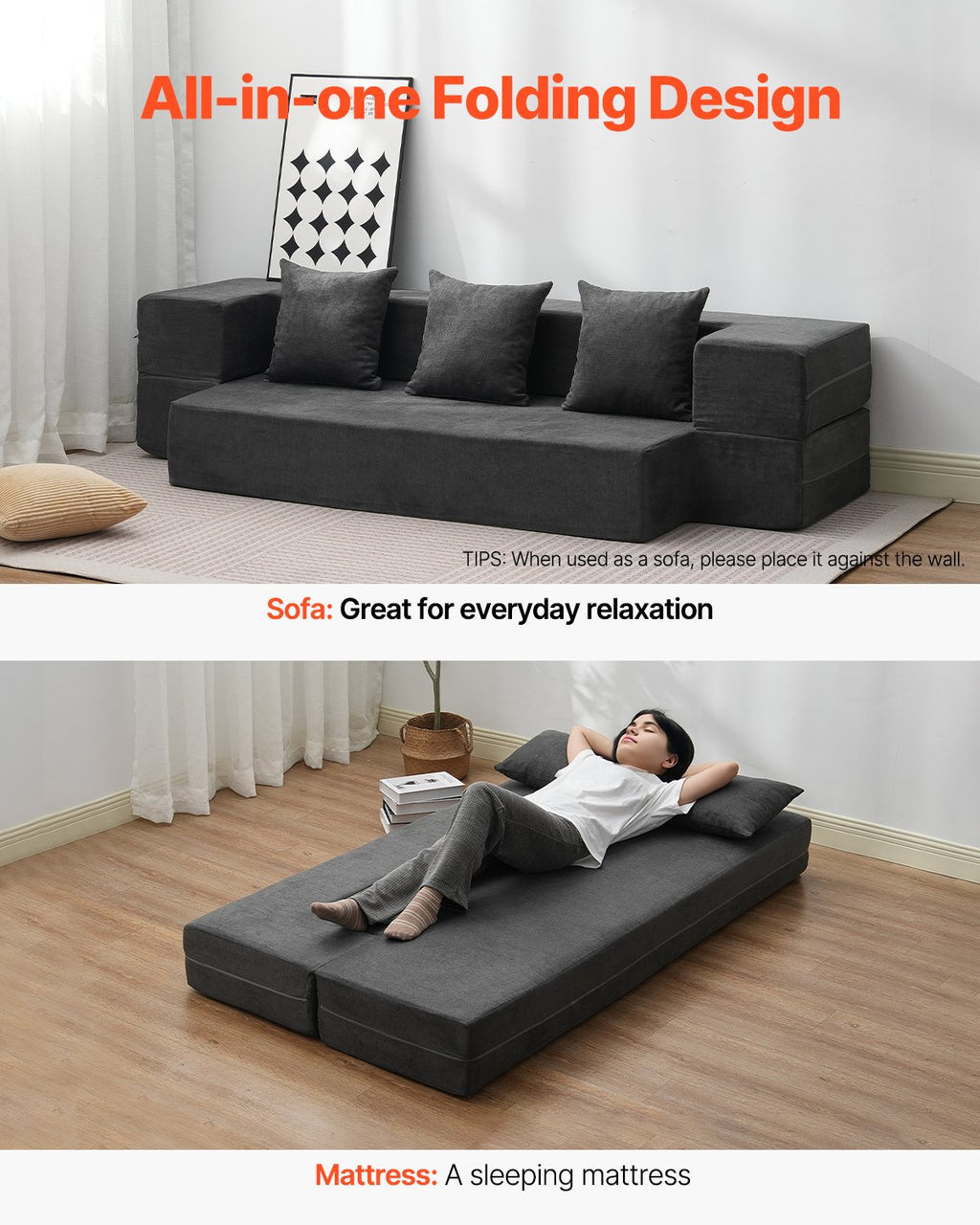 Sulankstoma sofa-lova VEVOR ZDSFD-5, 103 cm pločio