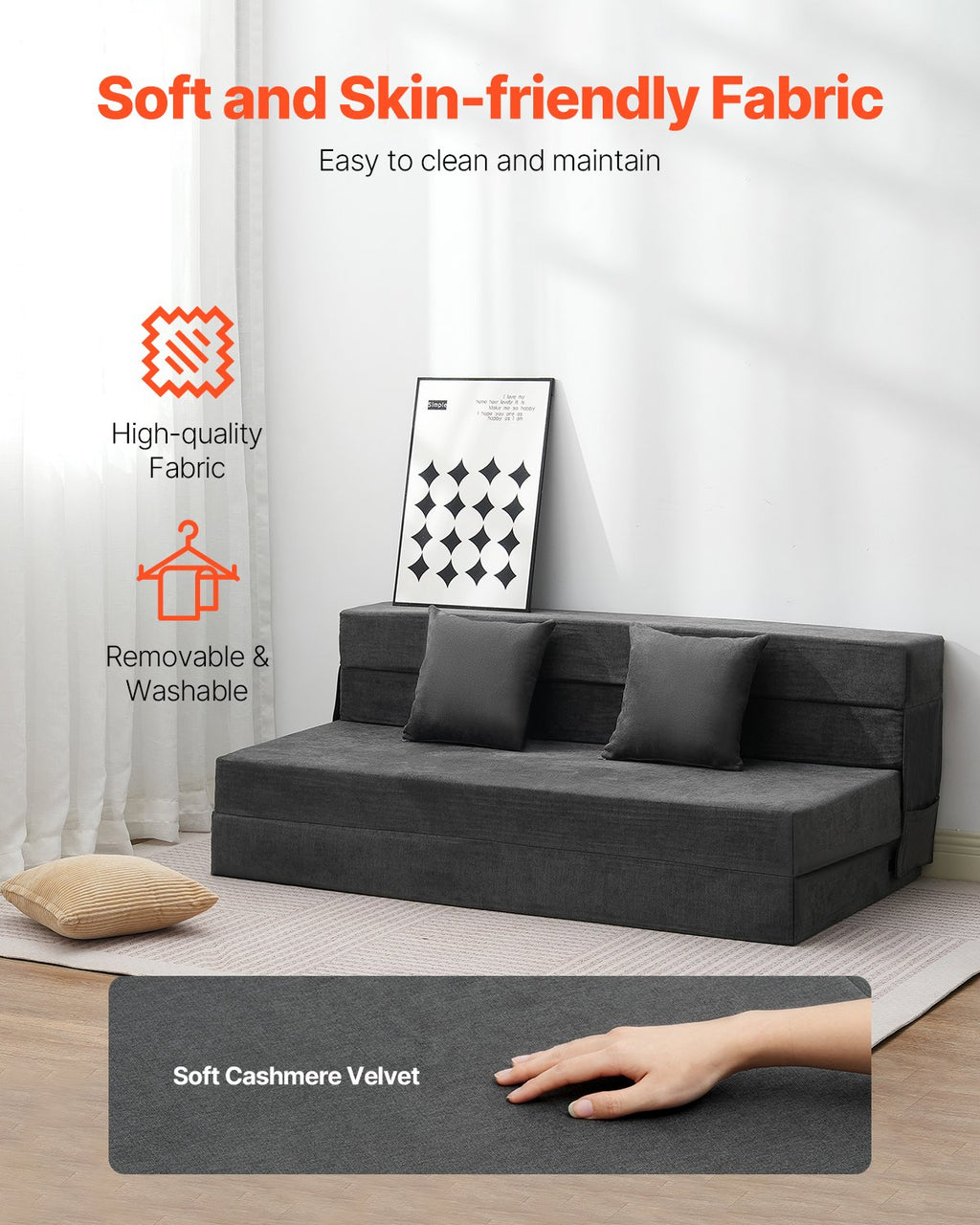 Sulankstoma sofa-lova VEVOR ZDSFD-3, Queen dydžio