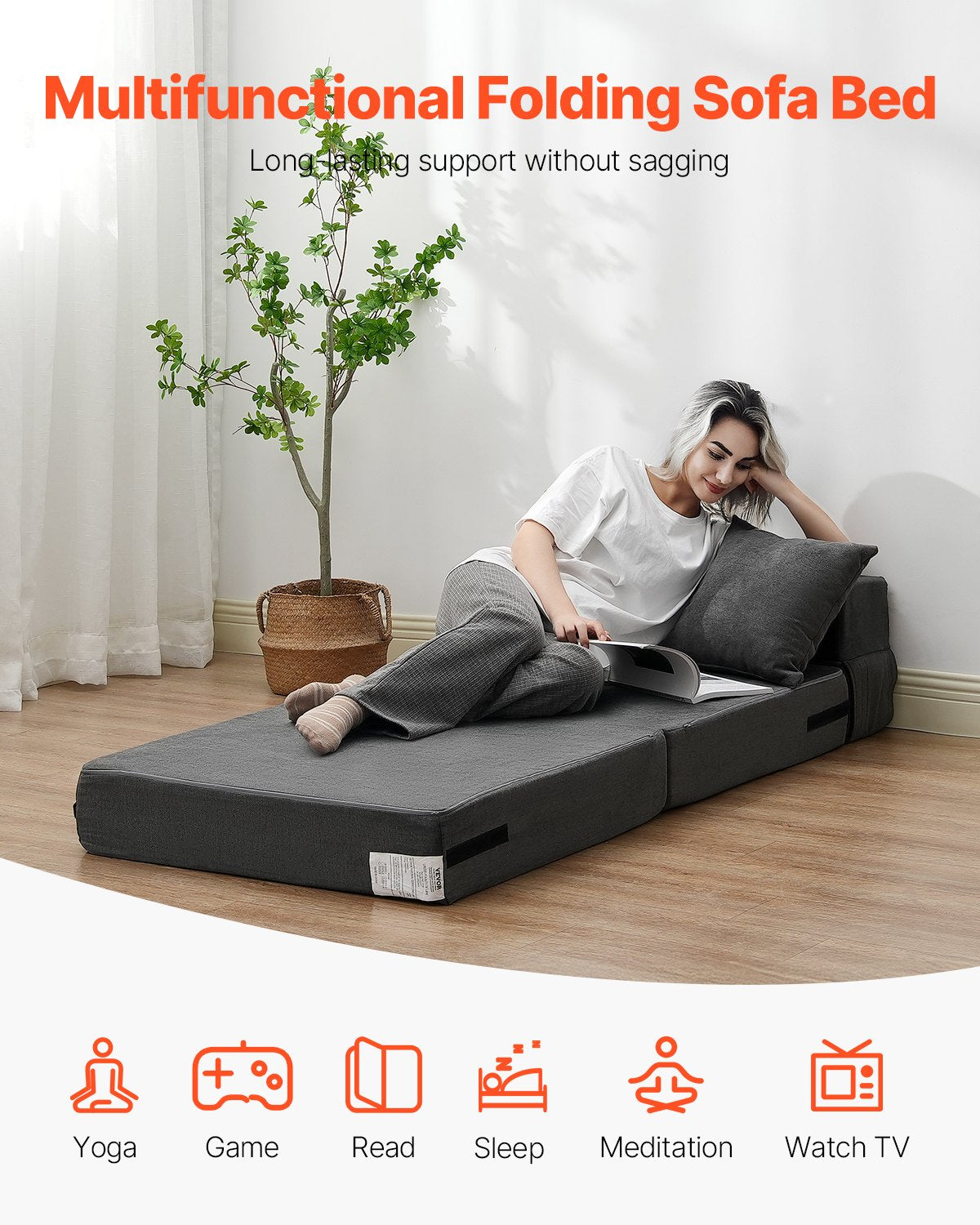 Sulankstoma sofa-lova VEVOR ZDSFD-1, 3-in-1 dizainas