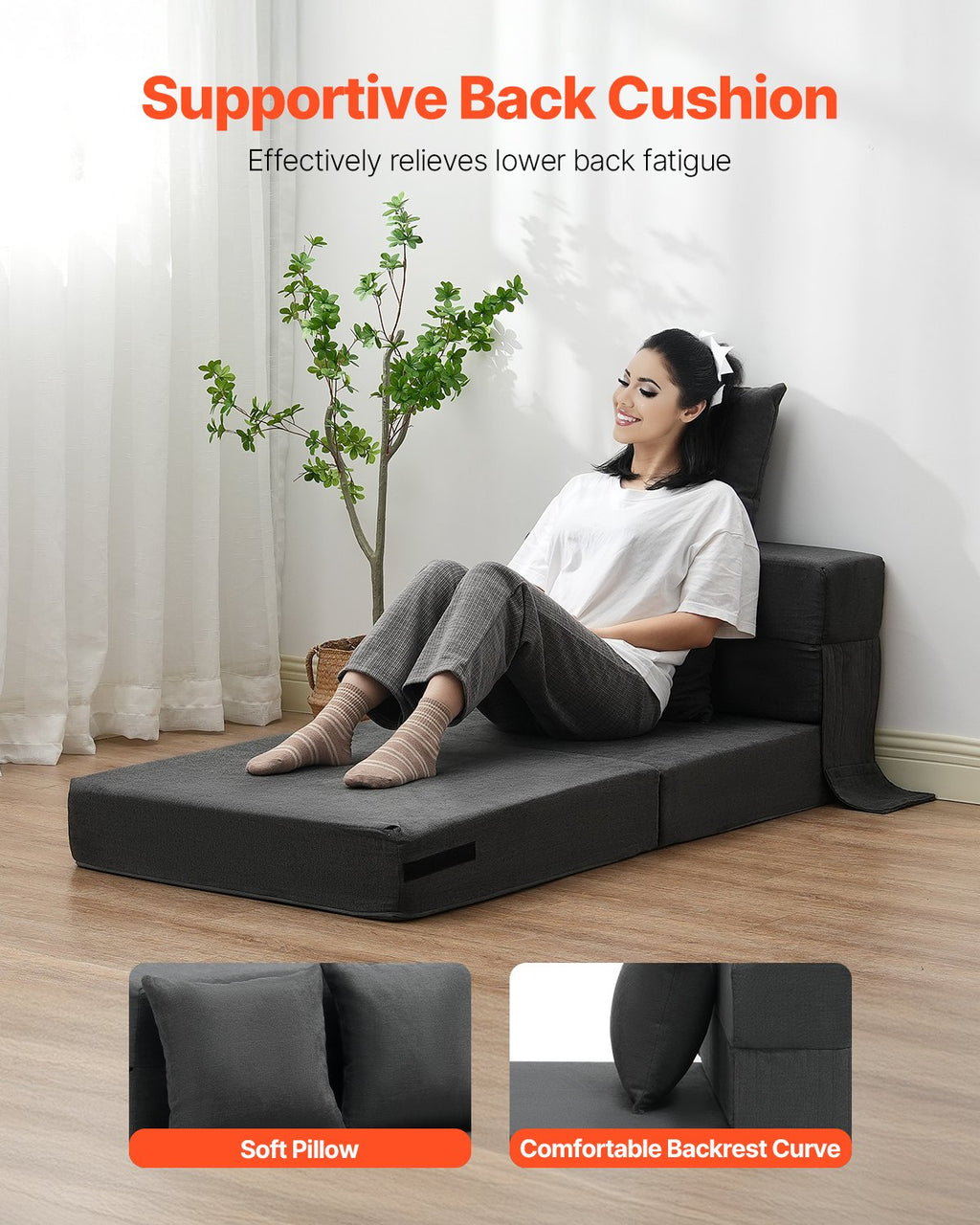 Sulankstoma sofa-lova VEVOR ZDSFD-1, 3-in-1 dizainas