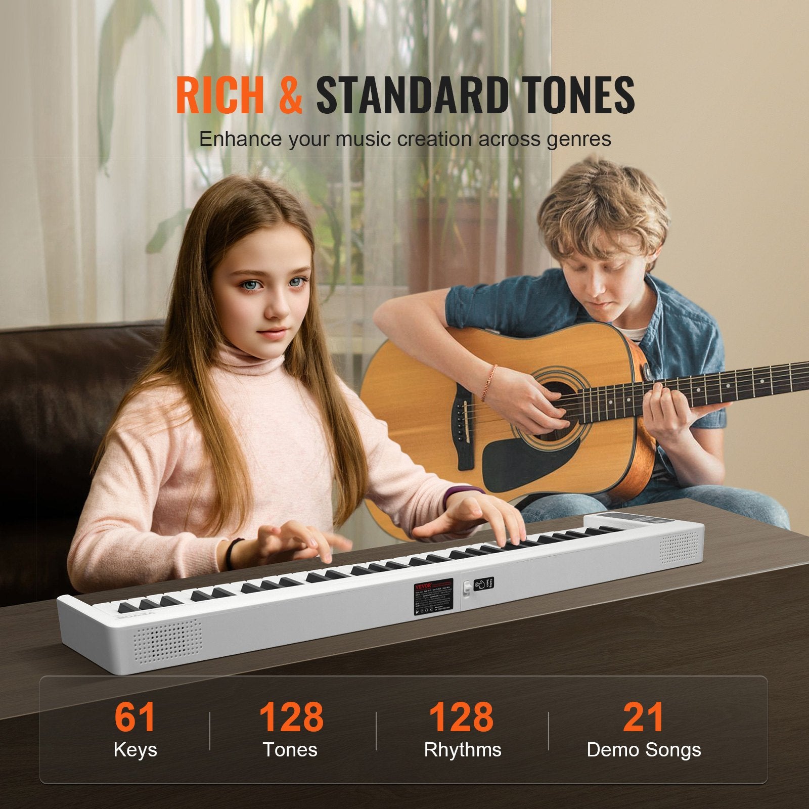 Sulankstomas skaitmeninis pianinas VEVOR BX-11, 61 klavišas