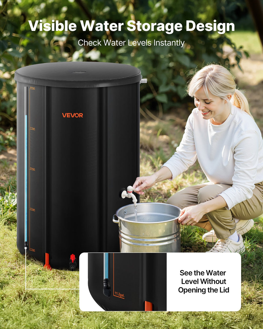Sulankstoma lietaus vandens talpa VEVOR RB-0380, 380 L