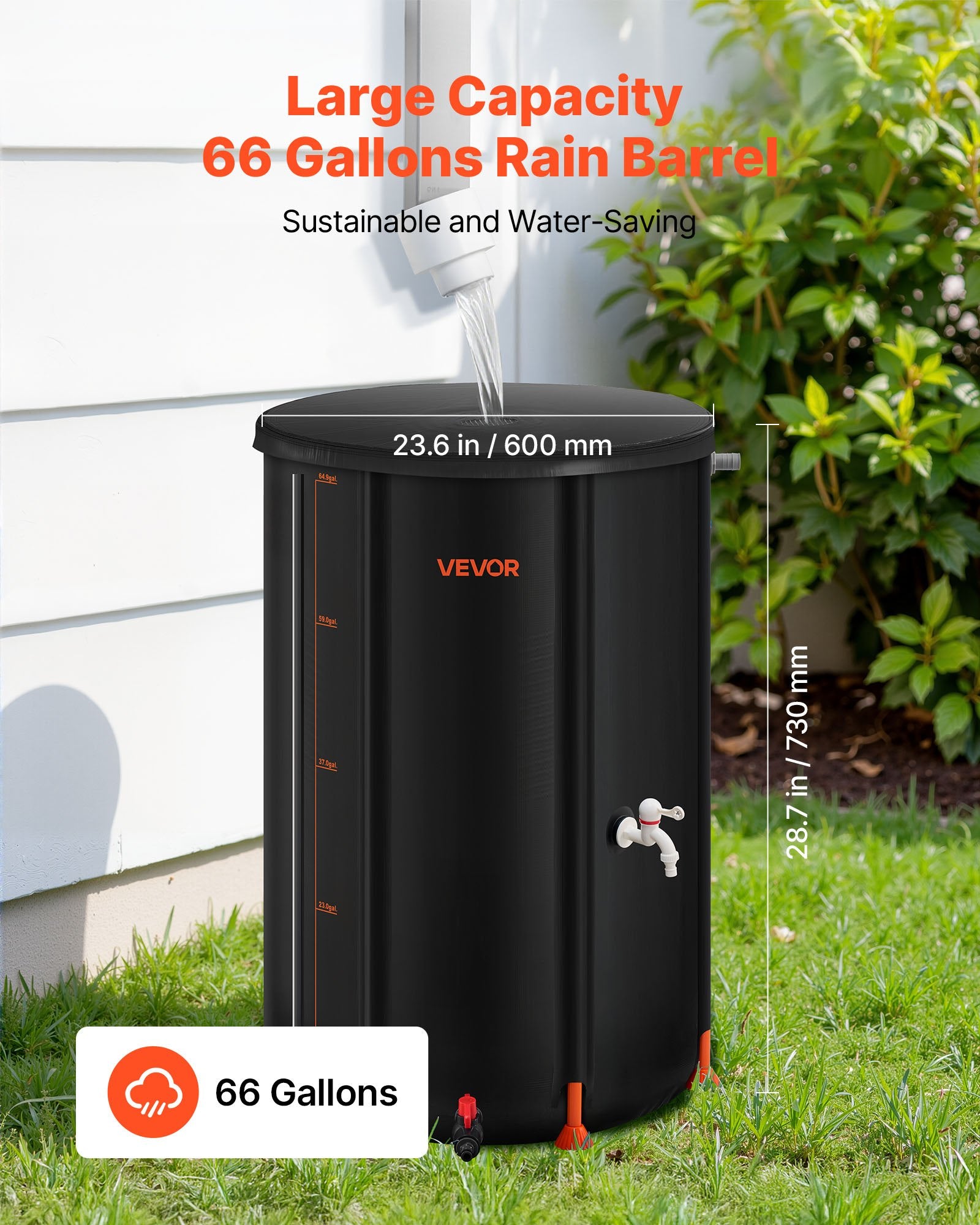 Sulankstoma lietaus vandens talpa VEVOR RB-0250, 250 L
