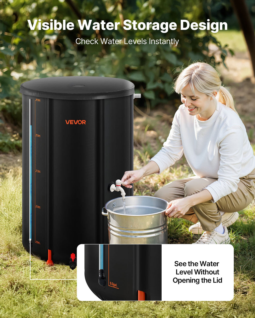 Sulankstoma lietaus vandens talpa VEVOR RB-0250, 250 L