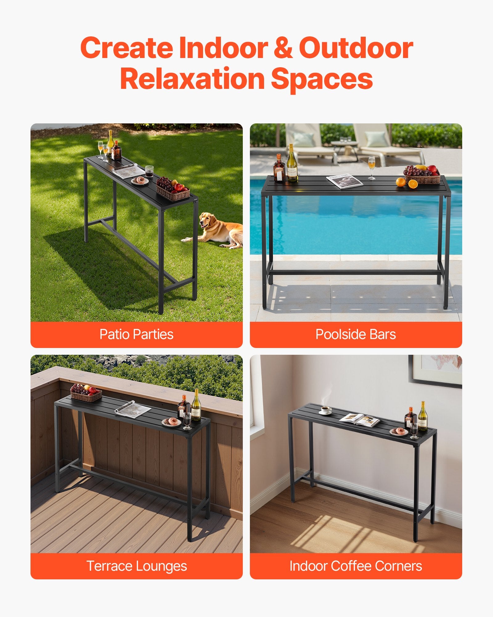 Lauko baro stalas VEVOR BZ140, 140 x 37,5 cm