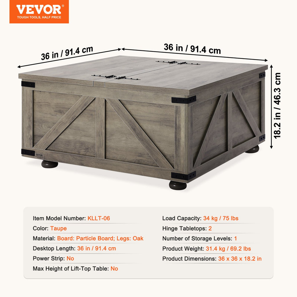 Kavos staliukas VEVOR KLLT-06, 91 cm pločio