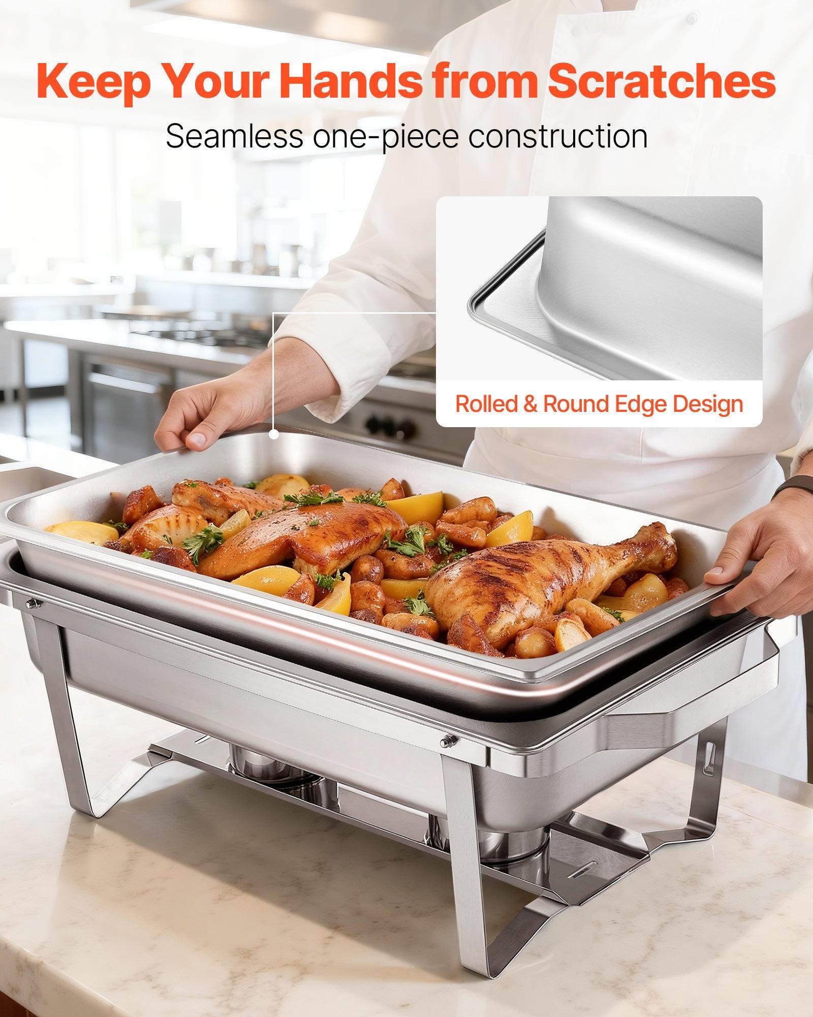 Maisto šildytuvas (Chafing Dish) VEVOR HZ-433, 4 vnt. rinkinys, 9,91 l