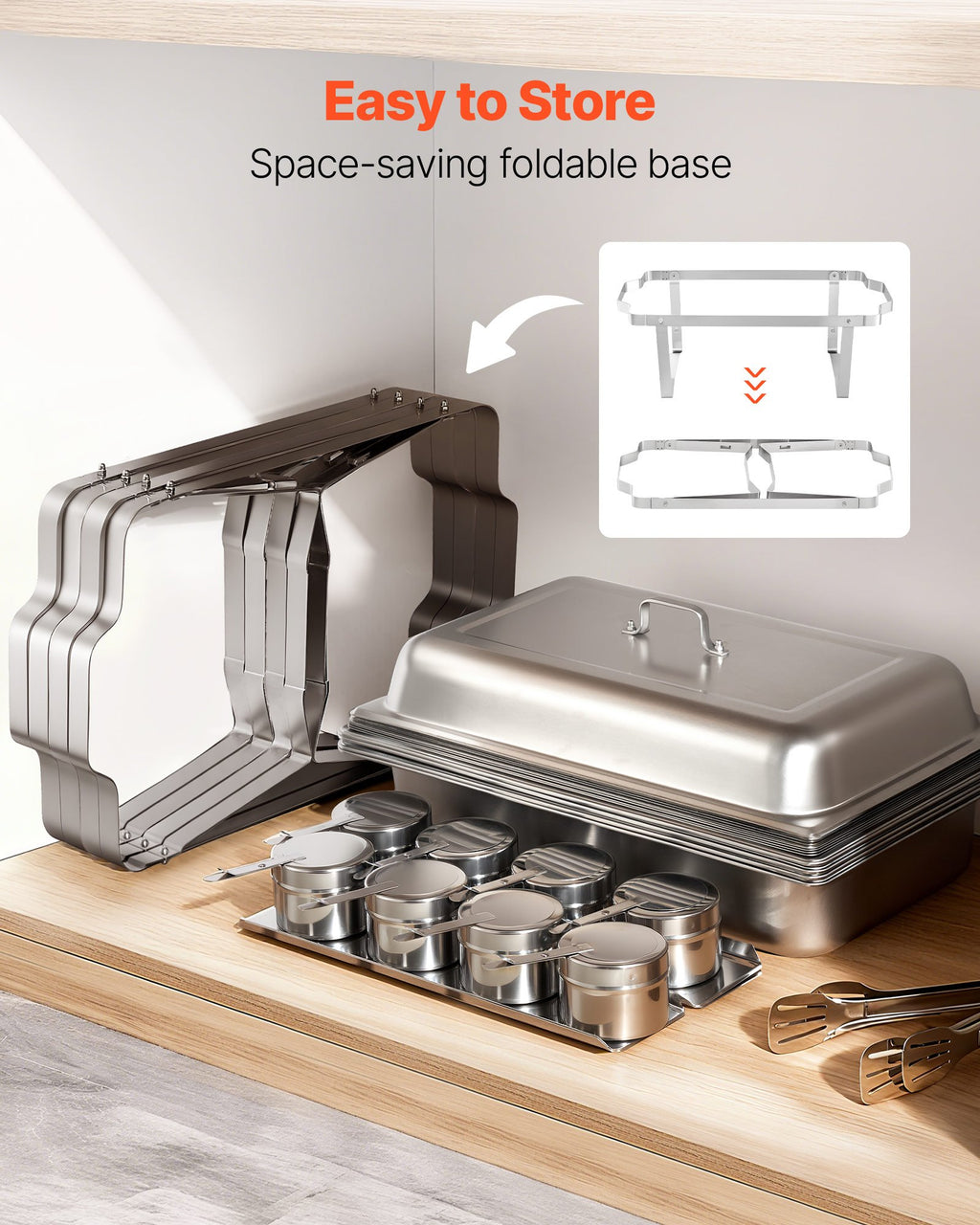 Maisto šildytuvas (Chafing Dish) VEVOR HZ-433, 4 vnt. rinkinys, 9,91 l