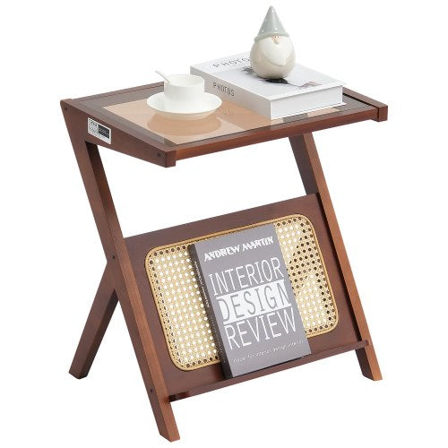 Kavos staliukas VEVOR NR-GR-01, Z formos bambuko ir ratano dizainas