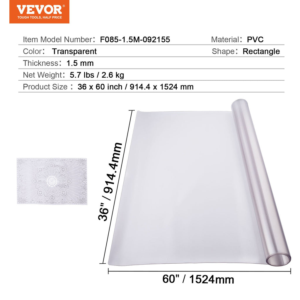 Plastikinė stalo apsauga VEVOR F085-1.5M-092155, 91x152 cm