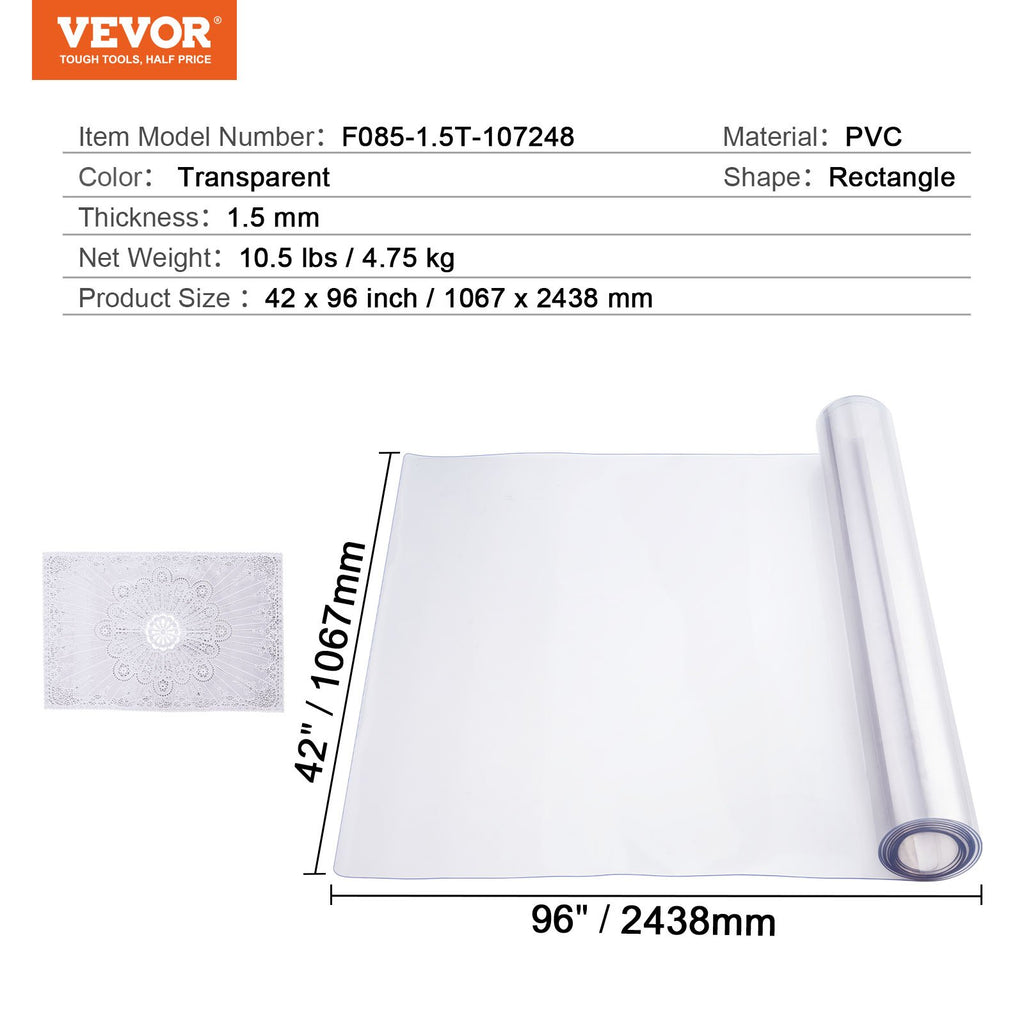 Plastikinė stalo apsauga VEVOR F085-1.5T-107248, 1067x2438 mm