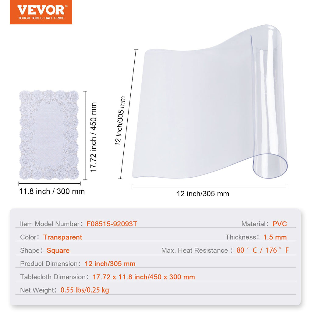 Skaidri stalo apsauga VEVOR F08515-92093T, 305 x 305 mm