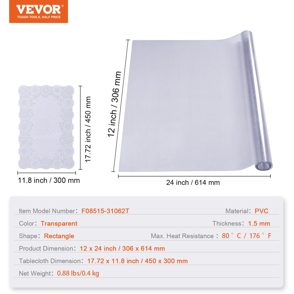 Skaidri stalo apsauga VEVOR F08515-31062T, 306 x 614 mm