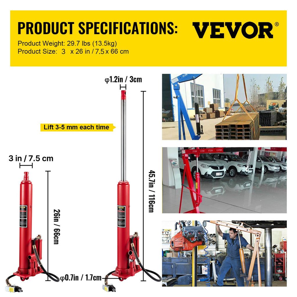 Hidraulinis/pneumatinis kėliklis VEVOR VV-QCGQJD-HODJ-12T, 8 t