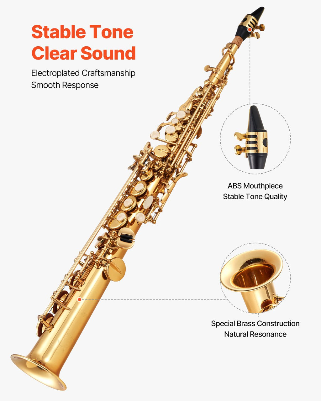 Tiesus soprano saksofonas VEVOR JASS-301, B flat