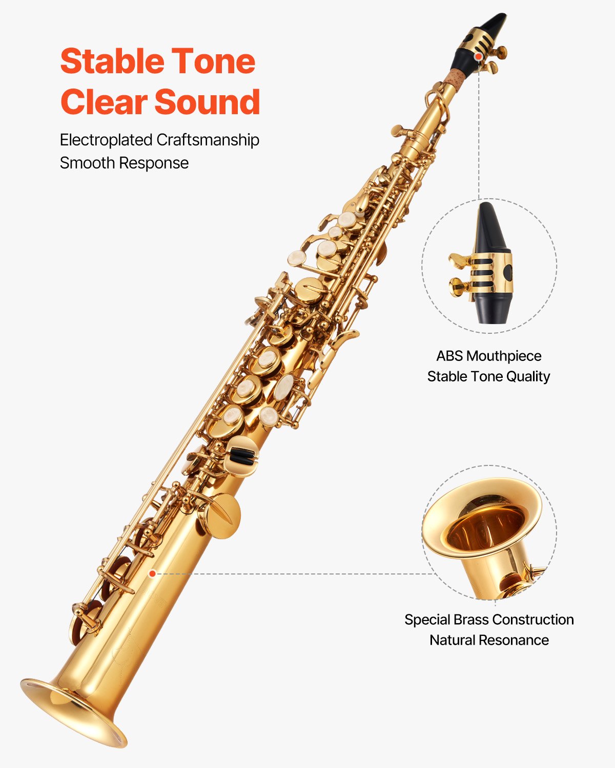 Tiesus soprano saksofonas VEVOR JASS-301, B flat