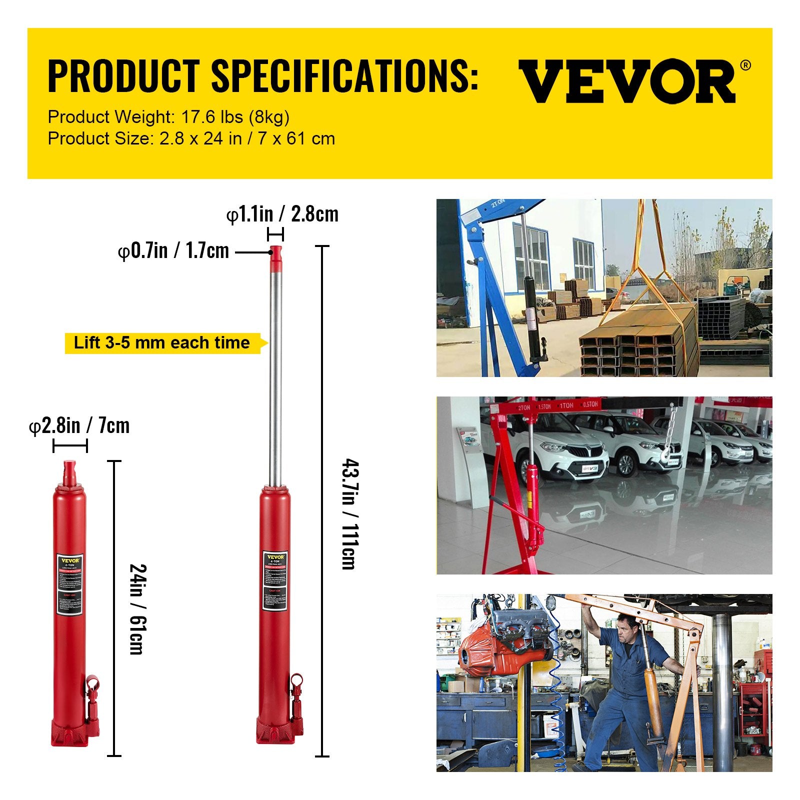 Hidraulinis kėliklis VEVOR VV-CGQJD-HODP-4T, 4 t