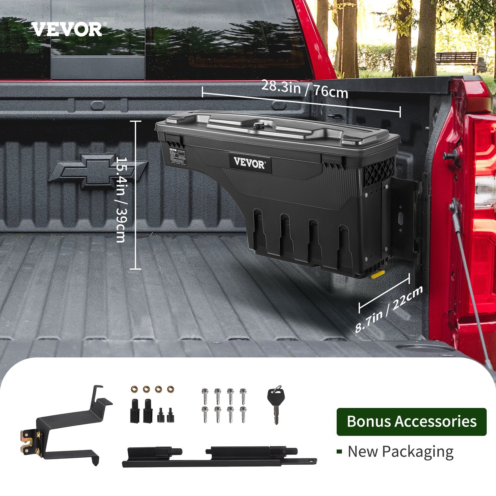 Pikapo kėbulo įrankių dėžės VEVOR Chevrolet Silverado 1500 (2019-2020), 25 l talpa