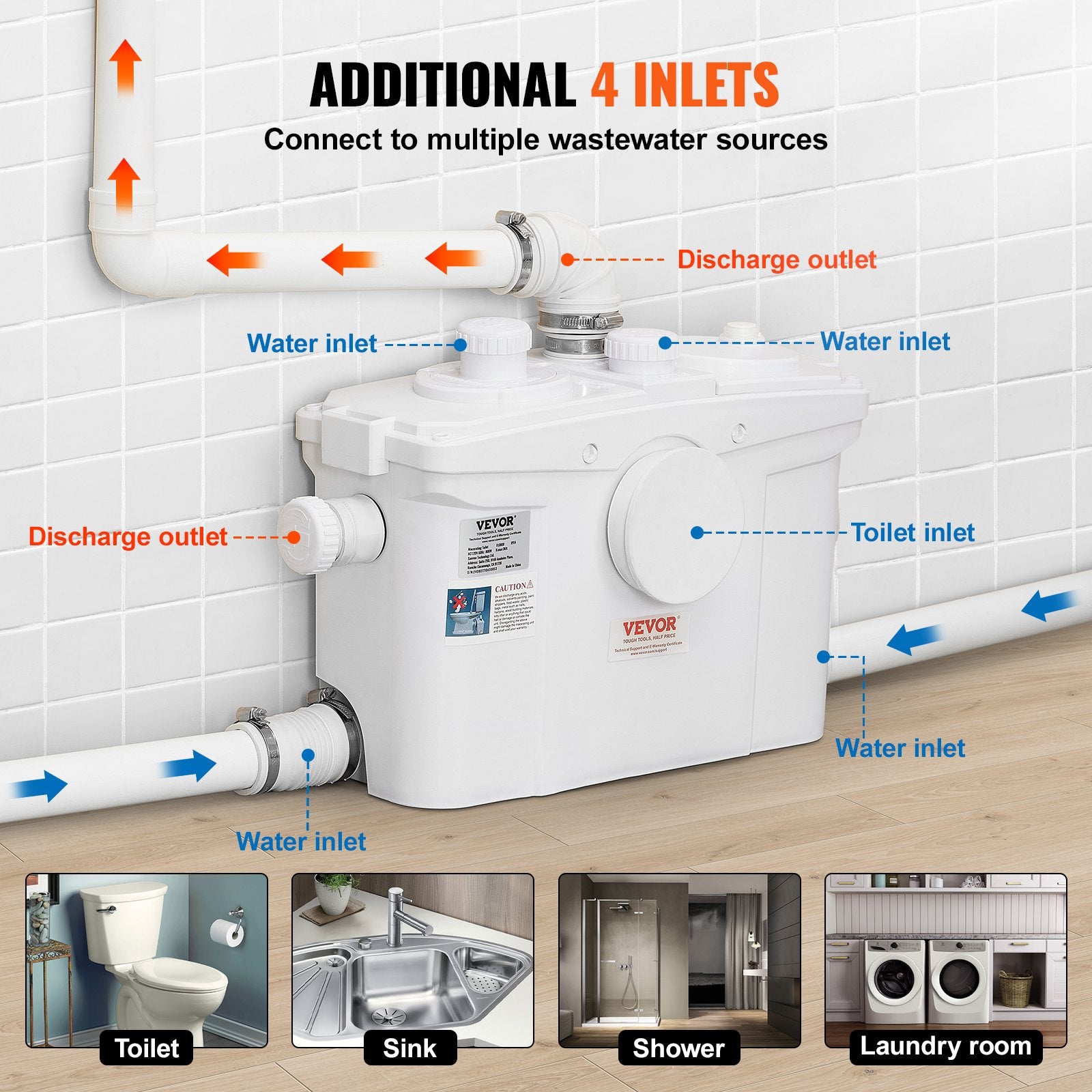WC sistema su smulkintuvu VEVOR FLO800, 800 W