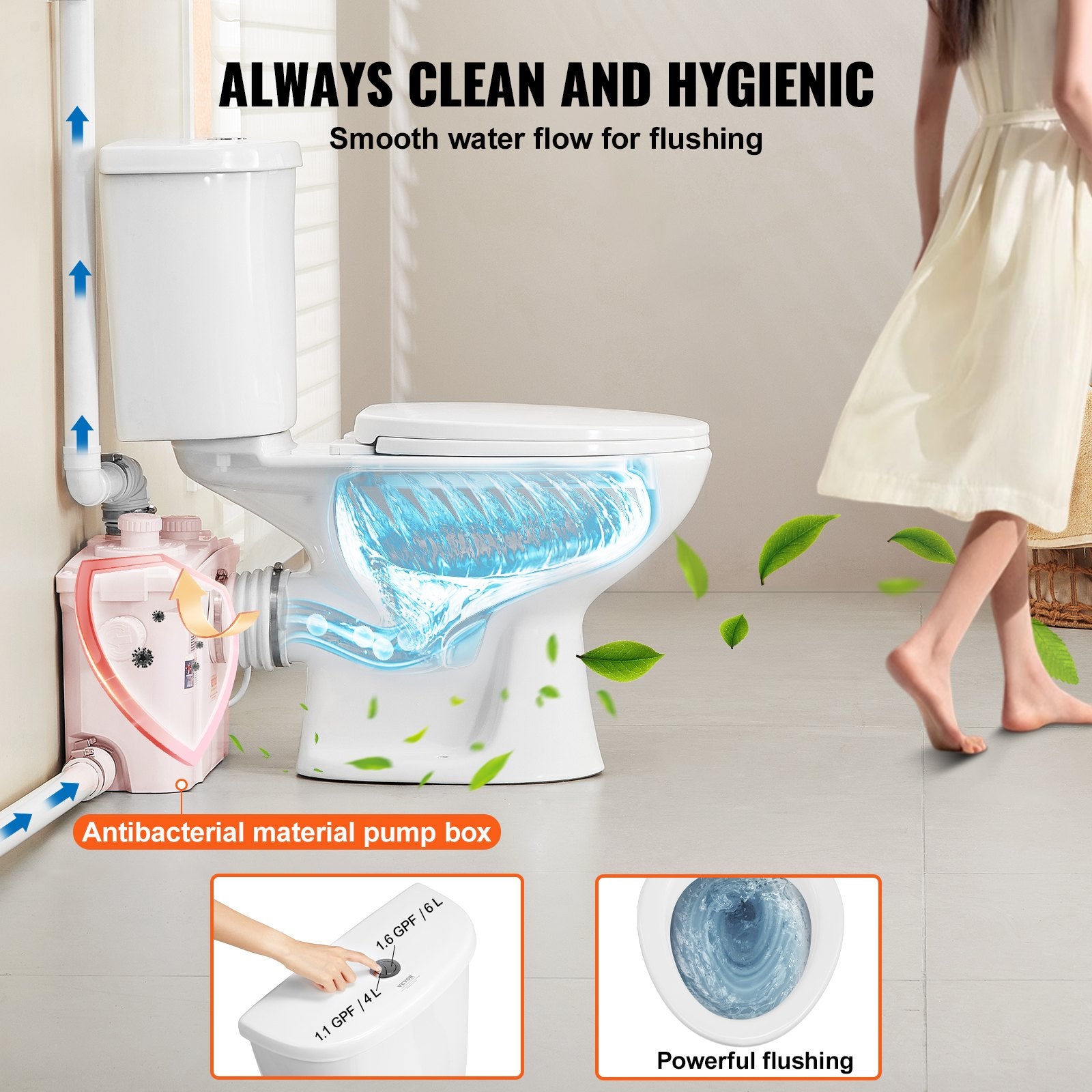 WC sistema su smulkintuvu VEVOR FLO800, 800 W