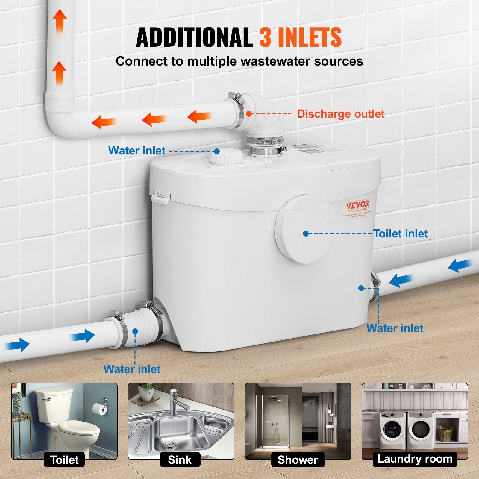 Smulkinantis tualetas VEVOR FLO700, 700W