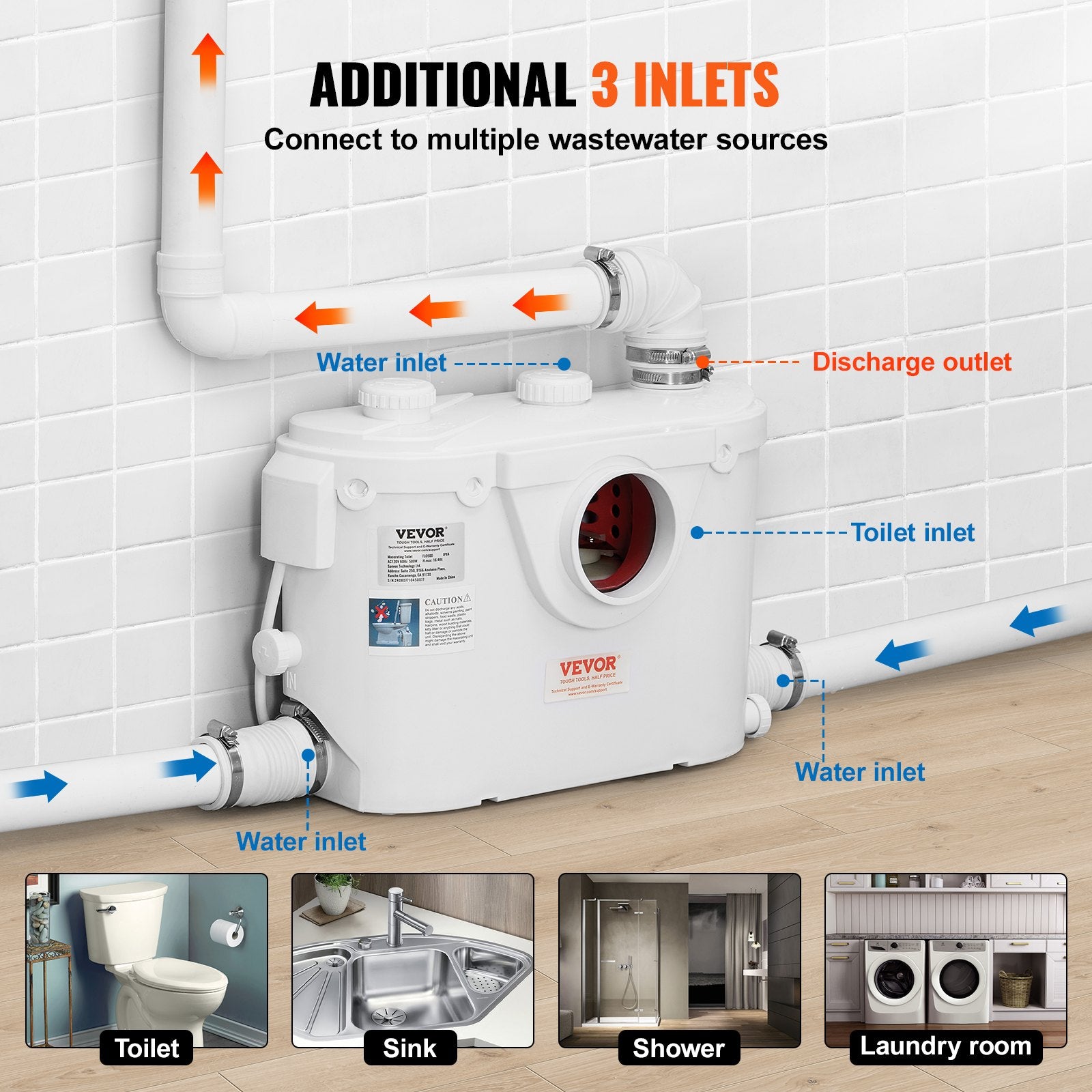 Smulkinantis unitazas VEVOR FLO500, 500 W