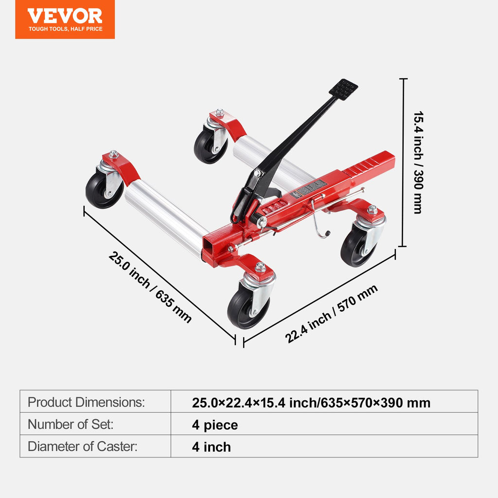 Automobilio ratų vežimėlis VEVOR, 680 kg keliamoji galia (4 vnt. komplektas)