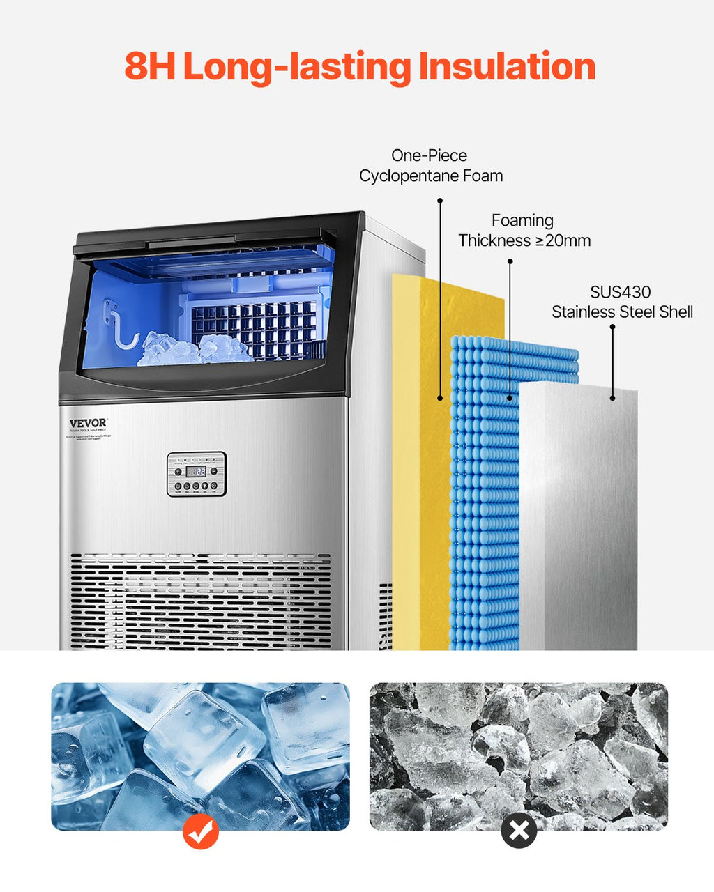 Pramoninis ledo generatorius VEVOR CIM-500T, 40 kg/24 val.