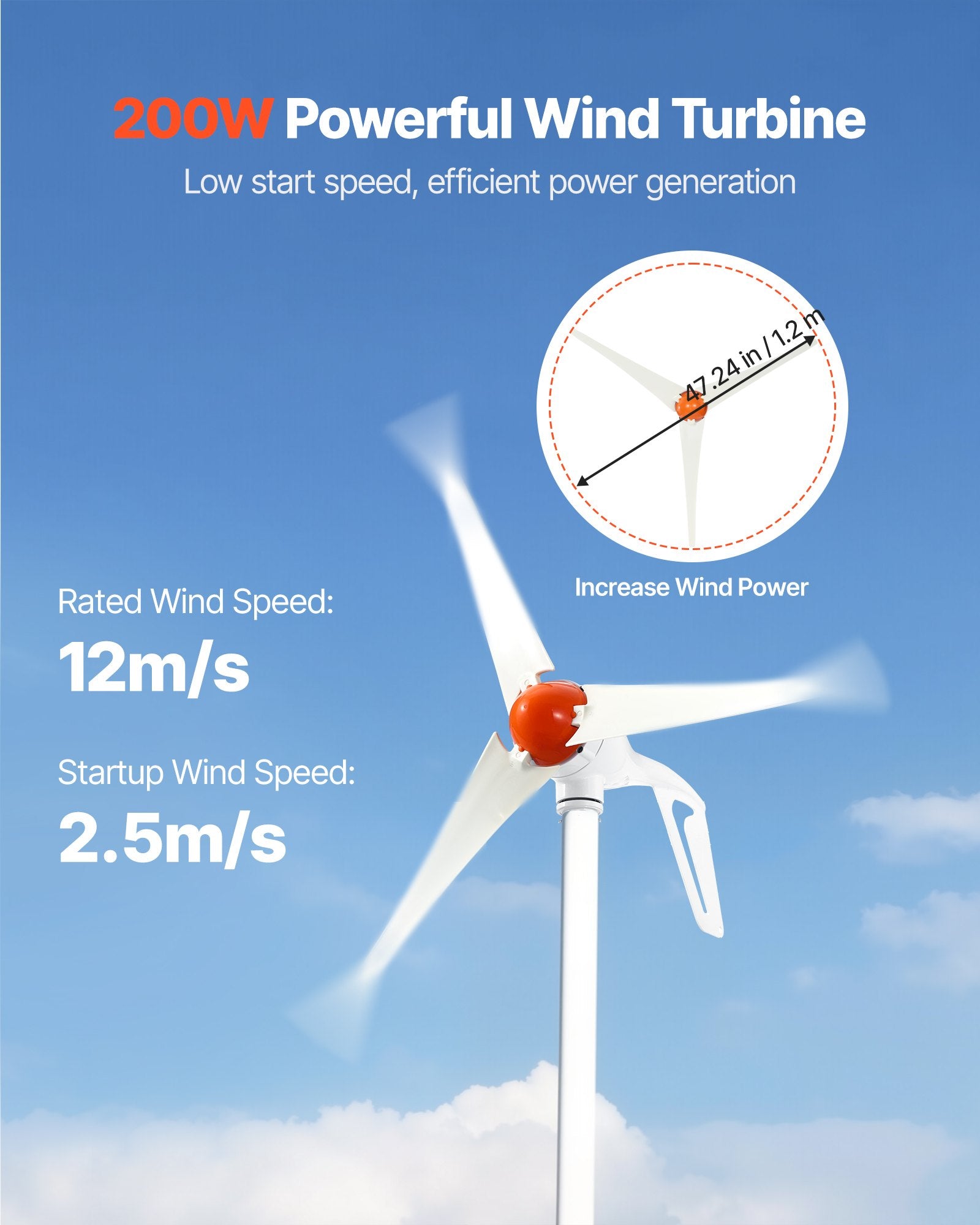 Saulės ir vėjo energijos rinkinys VEVOR 400W, 12V