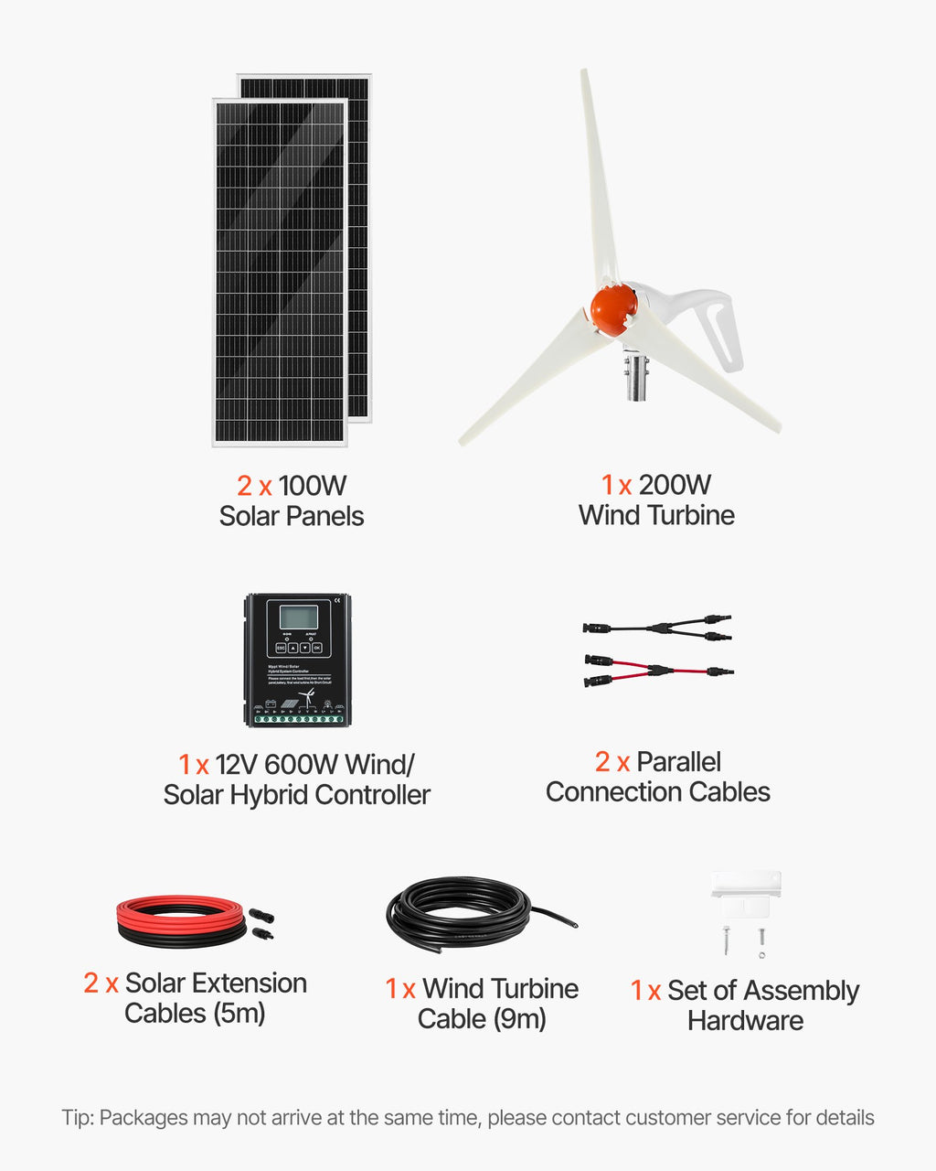 Saulės ir vėjo energijos rinkinys VEVOR 400W, 12V