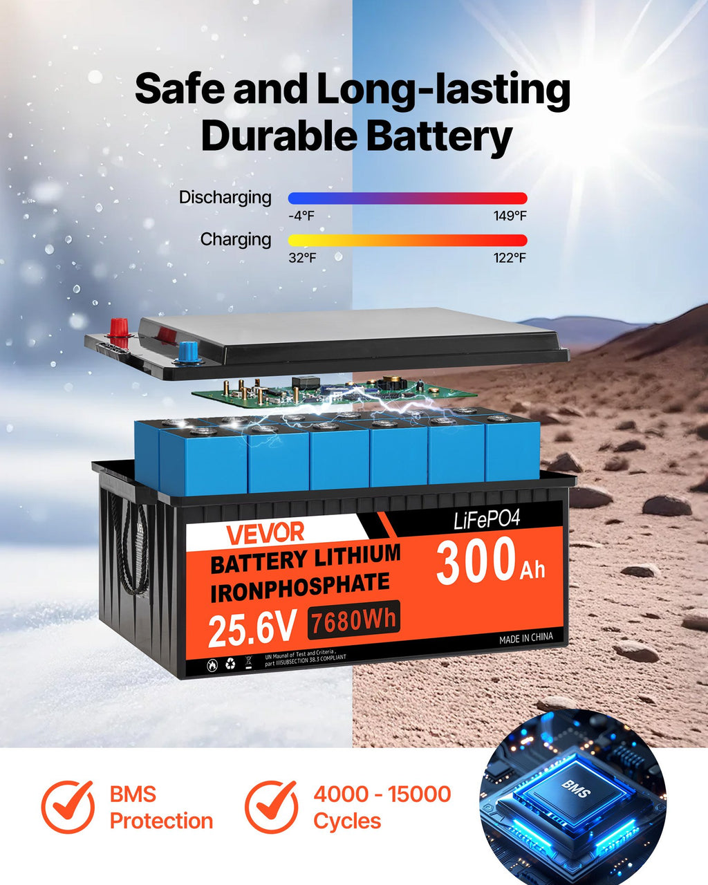 Saulės elektrinės komplektas VEVOR 1200W 24V, 300Ah LiFePO₄ akumuliatorius