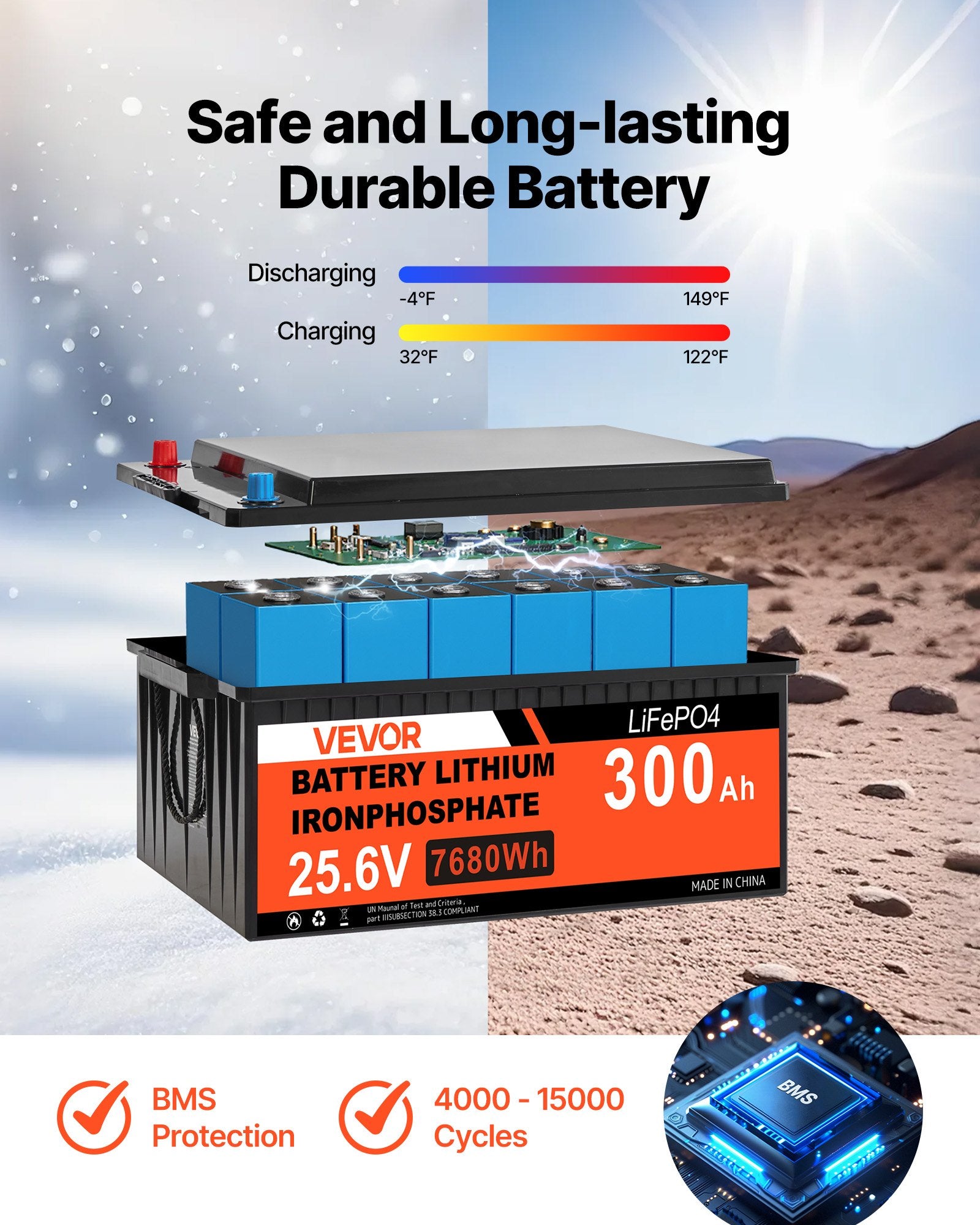 Saulės elektrinės komplektas VEVOR 1200W 24V, 300Ah LiFePO₄ akumuliatorius