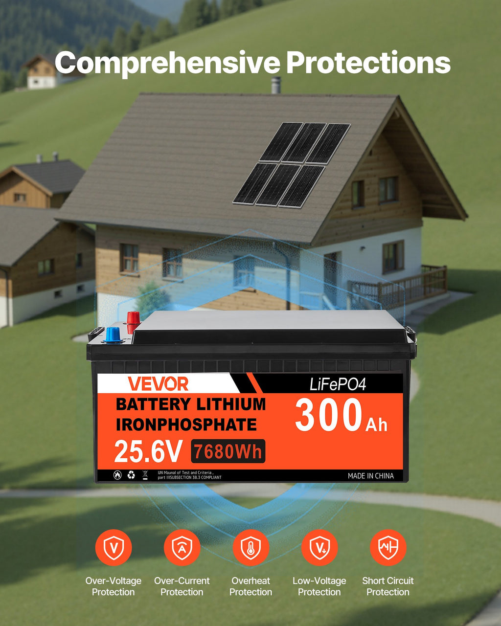 Saulės elektrinės komplektas VEVOR 1200W 24V, 300Ah LiFePO₄ akumuliatorius