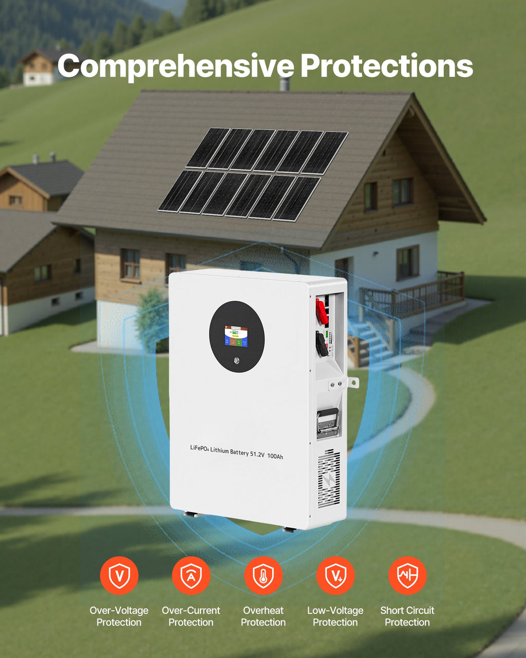 Saulės elektrinės komplektas VEVOR 2400W 48V, su 5000W inverteriu