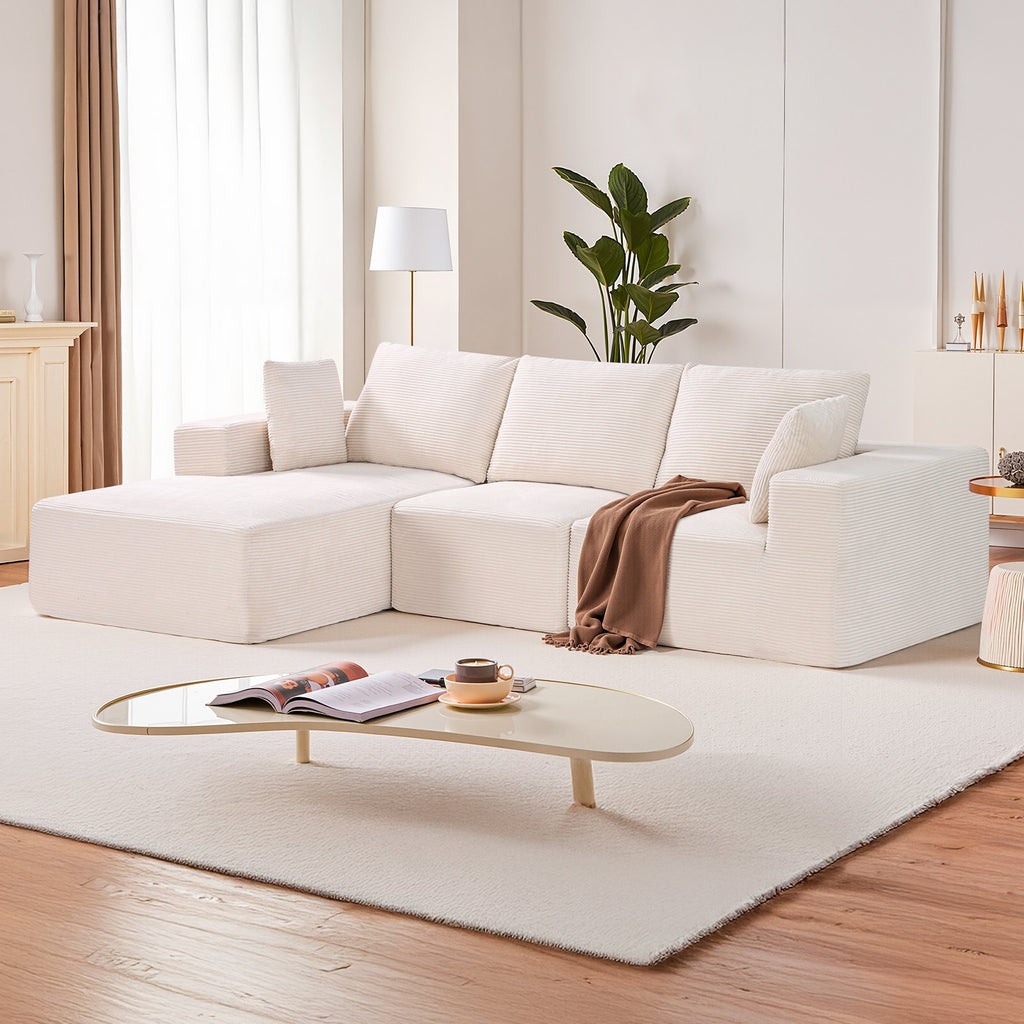 Modulinė kampinė sofa VEVOR 247037#, L formos, smėlio spalvos