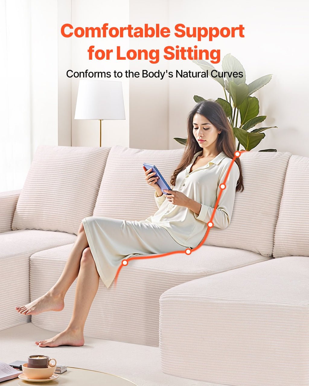 Modulinė U formos sofa VEVOR 247038#, su šezlongu