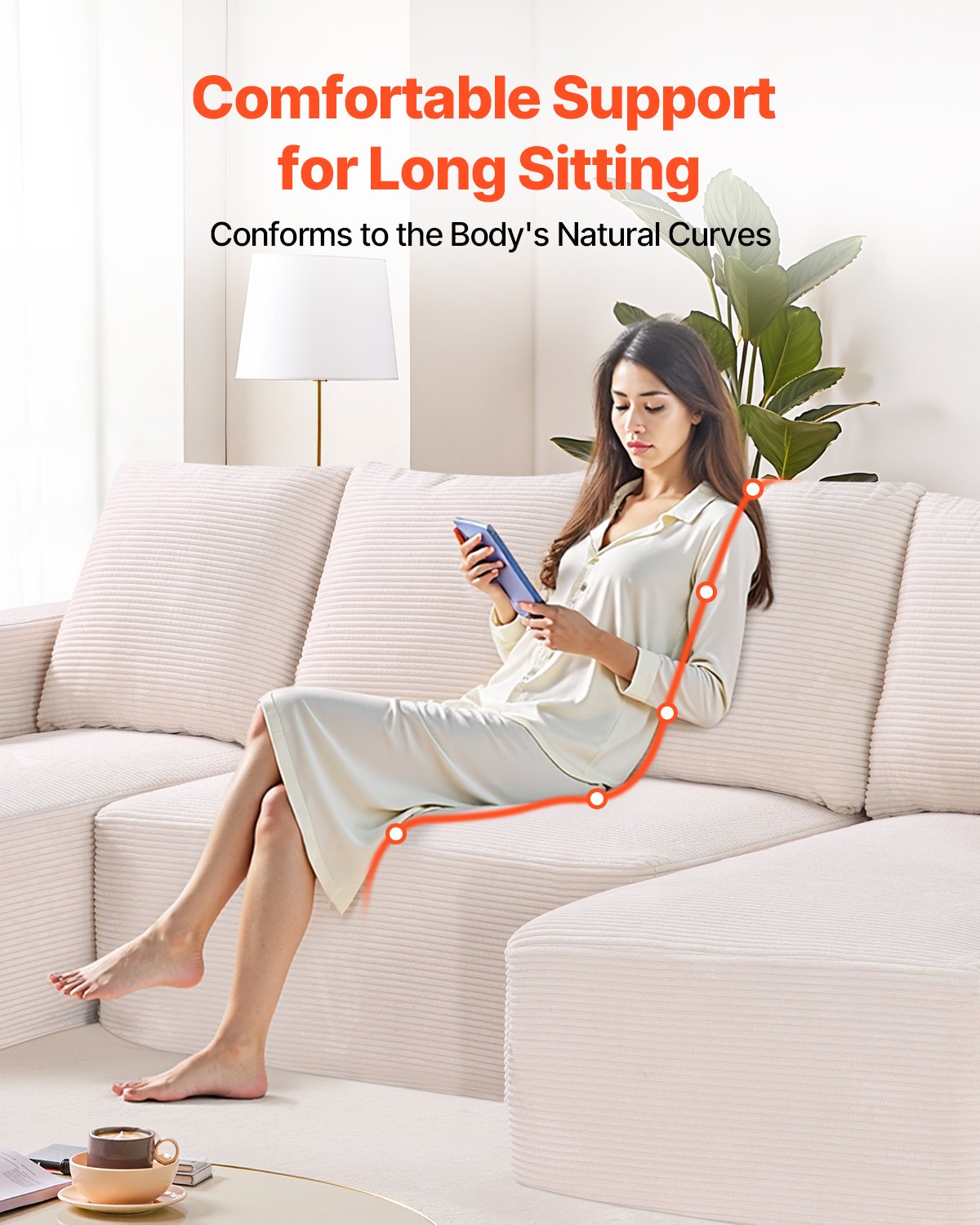 Modulinė U formos sofa VEVOR 247038#, su šezlongu