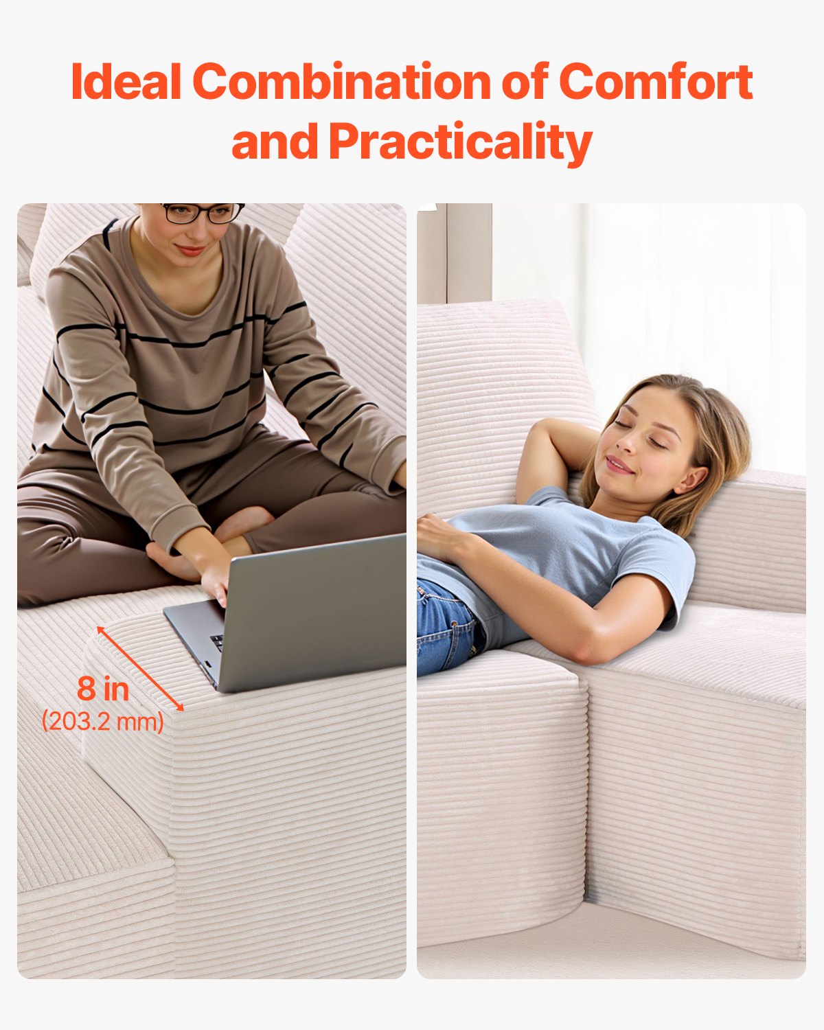 Modulinė U formos sofa VEVOR 247038#, su šezlongu