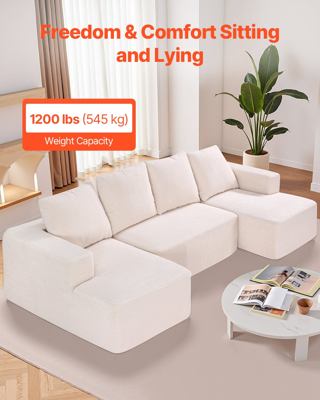 Modulinė U formos sofa VEVOR 247038#, su šezlongu