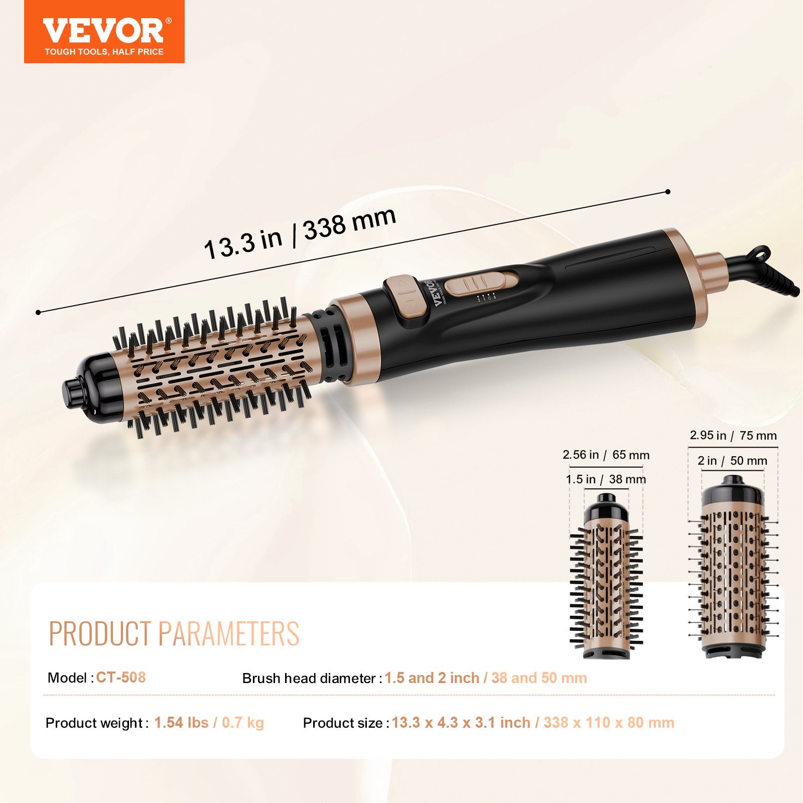 Besisukantis plaukų džiovintuvas-šepetys VEVOR CT-508, 1000 W