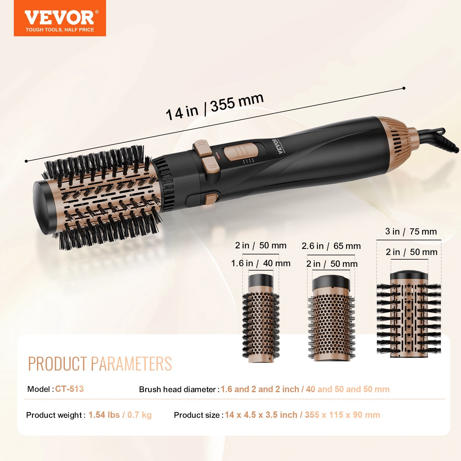 Sukamosios plaukų džiovinimo šukos VEVOR CT-513, 1200W