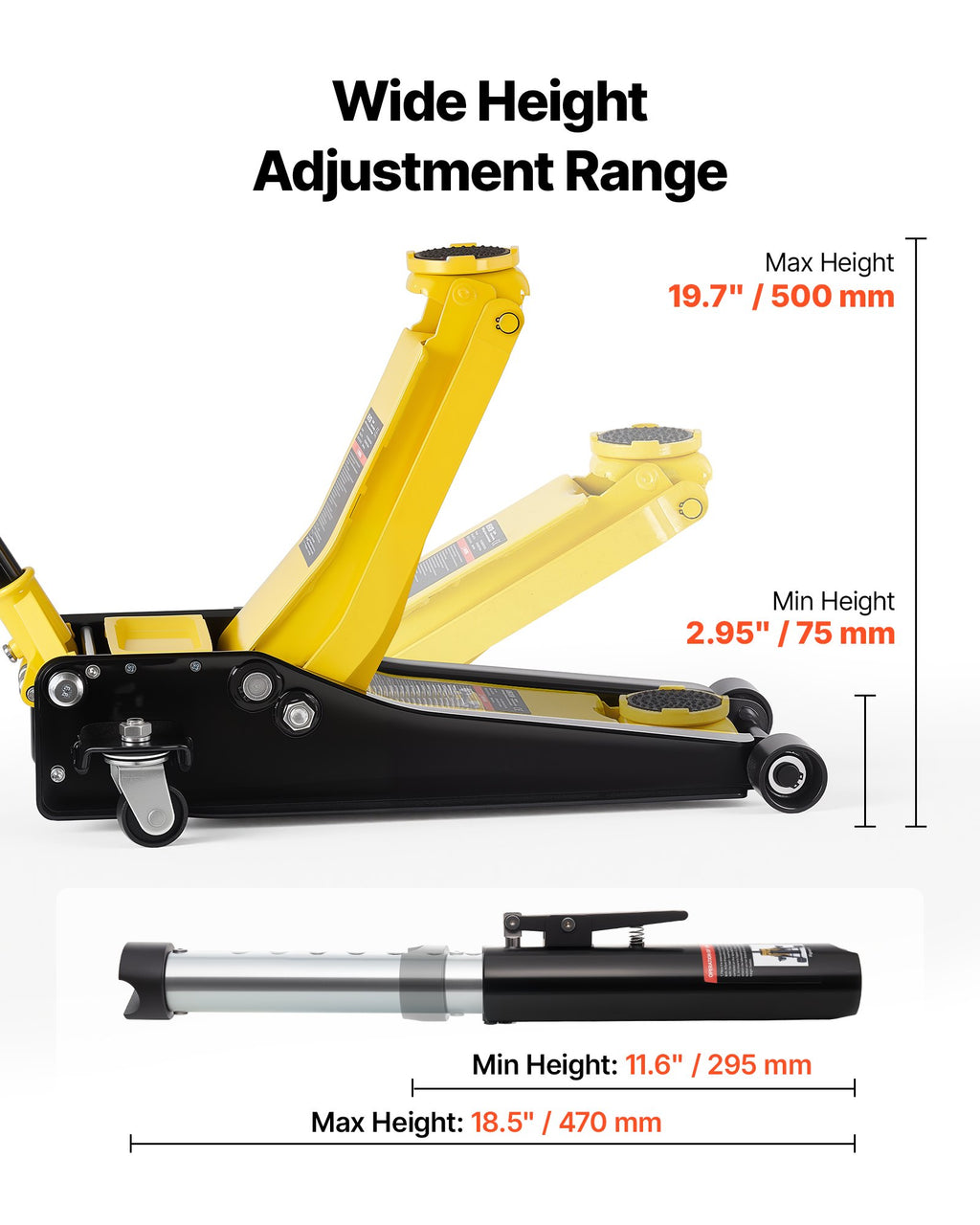 Žemo profilio hidraulinis keltuvas VEVOR WD-A-03000-B00-0, 3 tonos