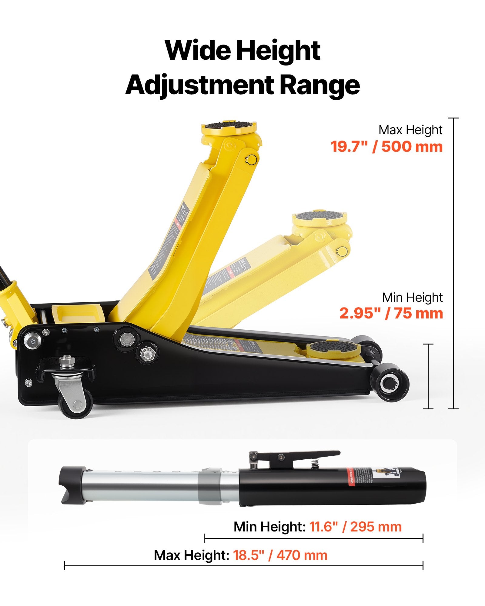 Žemo profilio hidraulinis keltuvas VEVOR WD-A-03000-B00-0, 3 tonos