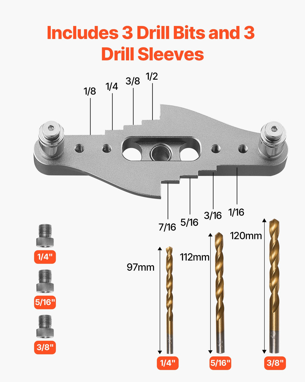 Saviscentruojantis skylių gręžimo šablonas VEVOR SSXR2502, 6,4–9,5 mm