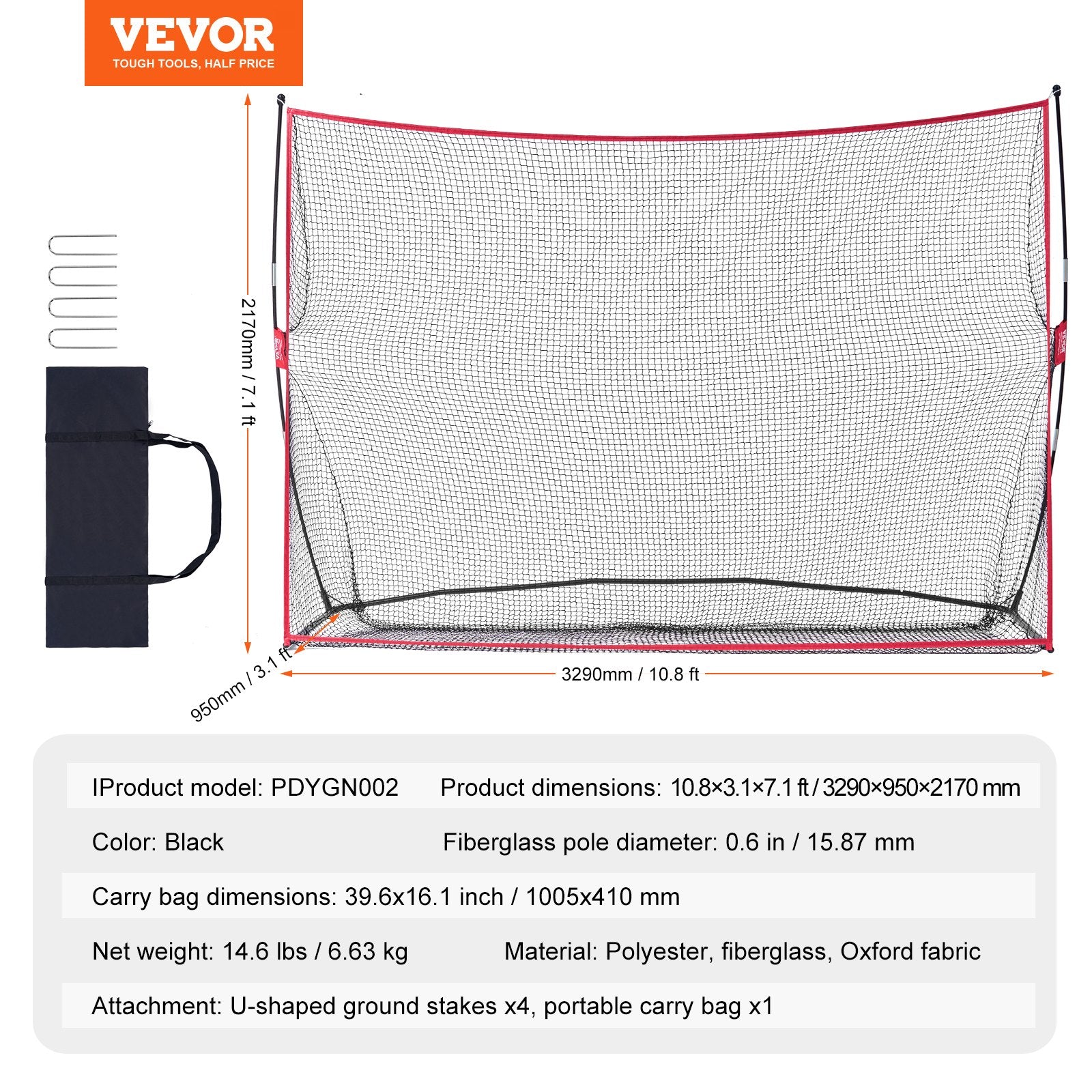 Golfo treniruočių tinklas VEVOR PDYGF002, 3,3 x 2,2 m