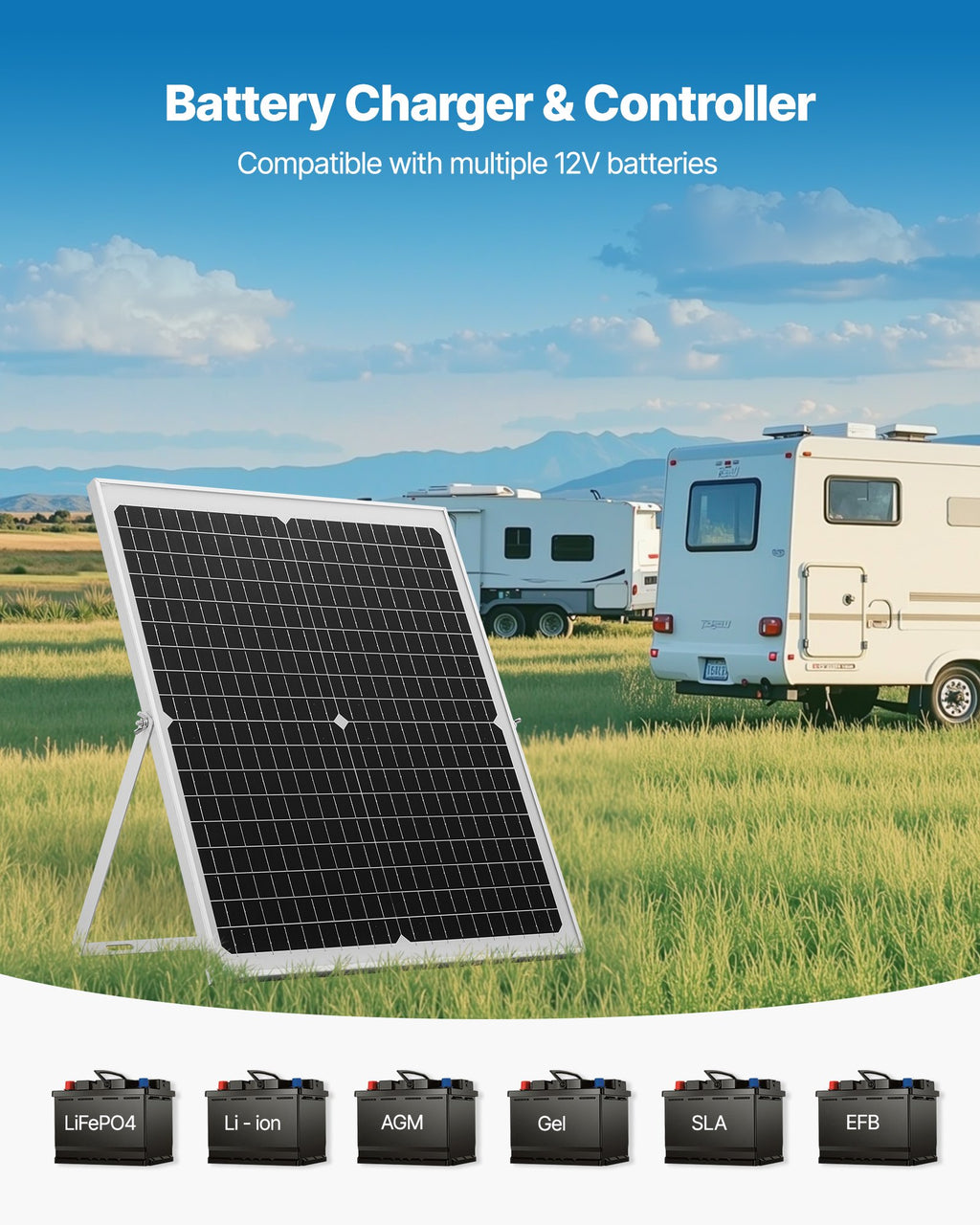Saulės baterijų įkroviklis VEVOR 30W, 12V