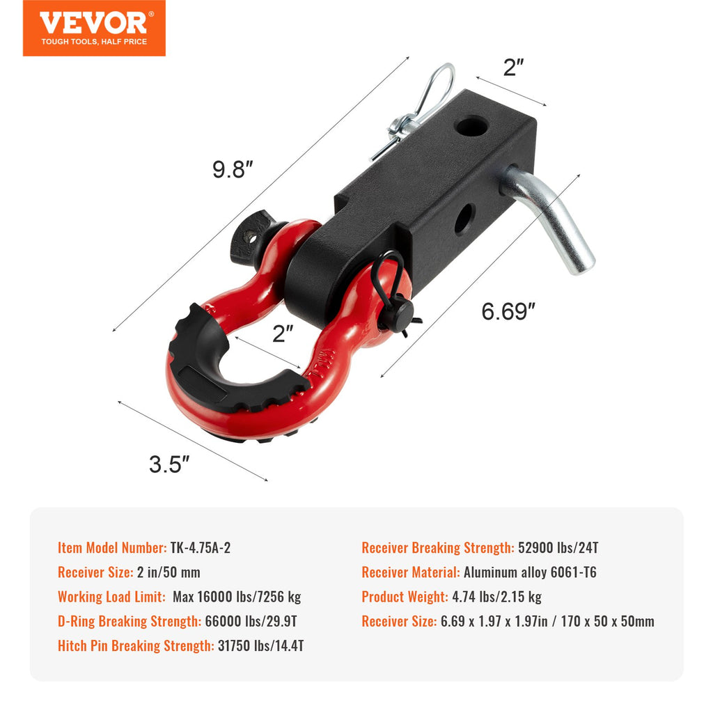 Vilkimo kablys su kilpa VEVOR TK-4.75A-2, 29,9 t trūkimo jėga